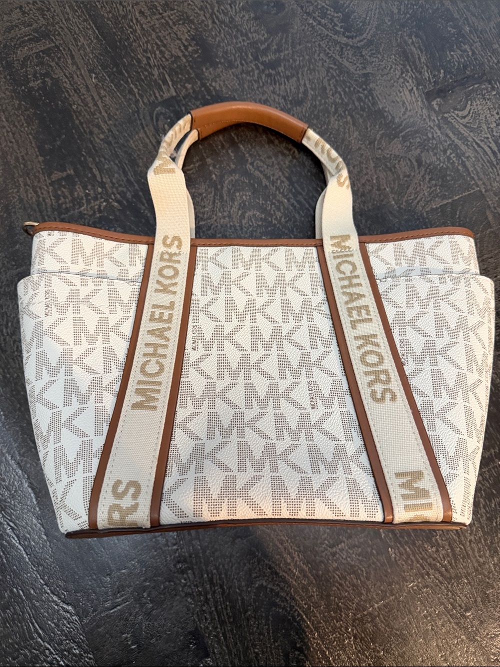 Michael Kors Cream and Brown Signature Canvas Tote - Picture 7 of 13